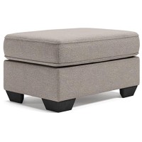 Ottoman With Fabric Upholstery And Block Feet, Gray