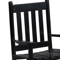 Rocking Chair With Slatted Design Back And Seat, Black