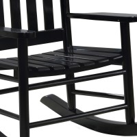 Rocking Chair With Slatted Design Back And Seat, Black