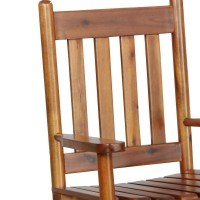 Rocking Chair With Slatted Design Back And Seat, Brown