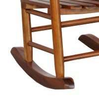 Rocking Chair With Slatted Design Back And Seat, Brown