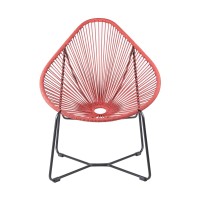Indoor Outdoor Lounge Chair With Pear Shape Woven Seat, Pink