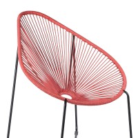 Indoor Outdoor Lounge Chair With Pear Shape Woven Seat, Pink