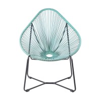 Indoor Outdoor Lounge Chair With Pear Shape Woven Seat, Blue