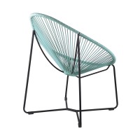 Indoor Outdoor Lounge Chair With Pear Shape Woven Seat, Blue
