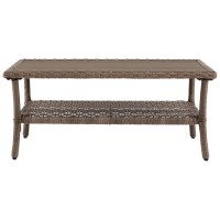 Cocktail Table With Woven Resin Top, Gray