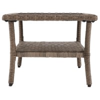 Cocktail Table With Woven Resin Top, Gray