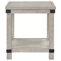 Rectangular End Table With X Shape Braces, Washed White