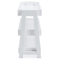Accent Table With 3 Tier Tray Design Shelves, White