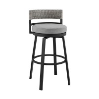 Ella 26 Inch Modern Outdoor Patio Counter Height Swivel Stool Chair, Gray