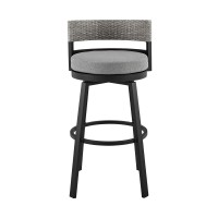 Ella 26 Inch Modern Outdoor Patio Counter Height Swivel Stool Chair, Gray