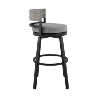 Ella 26 Inch Modern Outdoor Patio Counter Height Swivel Stool Chair, Gray