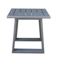 Carlo 23 Inch Outdoor End Table, Aluminum, Square Plank Top, Slate Gray