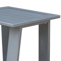 Carlo 23 Inch Outdoor End Table, Aluminum, Square Plank Top, Slate Gray