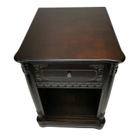 Kai 26 Inch Classic Wood Accent Chest, 1 Drawer, Open Space, Carved, Brown