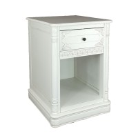 Kai 26 Inch Wood Accent Chest, 1 Drawer, Open Space, Carved Design, White
