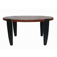 Max 35 Inch Oval Top Coffee Table, Mango Wood, Iron Frame, Brown, Black