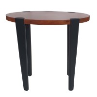 Max 23 Inch Oval Top End Side Table, Mango Wood, Iron Frame, Brown, Black