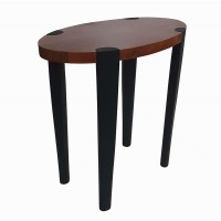 Max 23 Inch Oval Top End Side Table, Mango Wood, Iron Frame, Brown, Black