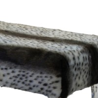 49 Inch Modern Accent Bench, Acrylic Hooved Legs, Faux Fur Gray Upholstery