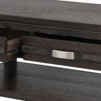 Joni 48 Inch Modern Cocktail Coffee Table, 2 Drawers, Curved Handles, Brown