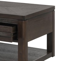Joni 48 Inch Modern Cocktail Coffee Table, 2 Drawers, Curved Handles, Brown