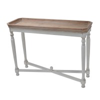 Fin 42 Inch Console Accent Table, Tray Top, Fir Wood, White, Brown
