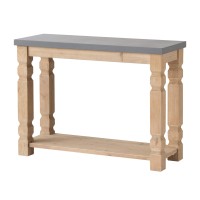 42 Inch Console Sideboard Table, Wood Frame, Concrete Top, Modern, Gray
