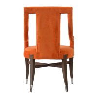 24 Inch Accent Chair, Modern Style Velvet, Open, Sloped Arms, Orange, Black