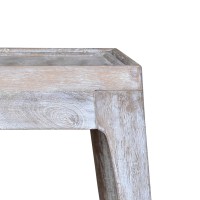 22 Inch Rustic End Table, Mango Wood, Whitewashed Weathered Finish, White