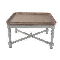 Fin 33 Inch Coffee Table, Tray Top, Rustic Fir Wood, Antique White, Brown