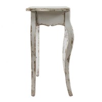 30 Inch Console Table, Fir Wood, Rectangle, Curved Legs, Distressed White