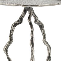 24 Inch Accent Table, Aluminum Metal Branch Tripod Legs, Antique Silver