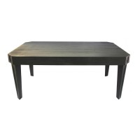 72 Inch Modern Dining Table, Cut Out Corners, Angled Tapered Legs, Black