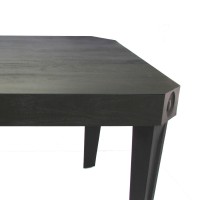 72 Inch Modern Dining Table, Cut Out Corners, Angled Tapered Legs, Black