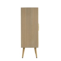 Dana 40 Inch Storage Cabinet, Wood Frame, 2 Shelves, 2 Rattan Doors, Brown