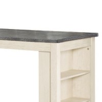 Joss 60 Inch Cottage Counter Height Table, 2 Tone Wood, Gray Top Cream Base