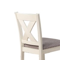 Joss 40 Inch Cottage Wood Counter Height Chair, Set Of 2, Gray Seat, Cream
