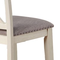 Joss 40 Inch Cottage Wood Counter Height Chair, Set Of 2, Gray Seat, Cream