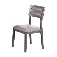 Kya 21 Inch Modern Dining Chair, Ladder Back, Gray Seat, Set Of 2, Gray