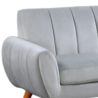 Lynn 2 Piece Sectional Sofa Set, Chaise Lounger, Tufted Velvet, Light Gray
