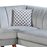 Lynn 2 Piece Sectional Sofa Set, Chaise Lounger, Tufted Velvet, Light Gray