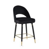 Dia 26 Inch Set Of 2 Counter Stools, Bucket Style Seat, Dipped Legs, Black