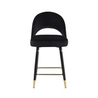 Dia 26 Inch Set Of 2 Counter Stools, Bucket Style Seat, Dipped Legs, Black
