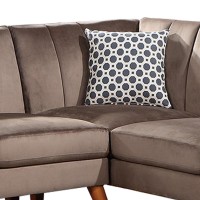 Lynn 2 Piece L Shaped Sectional Sofa, Vertical Tufting, Velvet, Taupe Brown