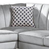 Lynn 2 Piece L Shaped Sectional Sofa, Vertical Tufting, Velvet, Light Gray