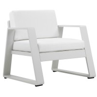 Xia 32 Inch Armchair, White Aluminum Frame, Fade Resistant Fabric Cushions