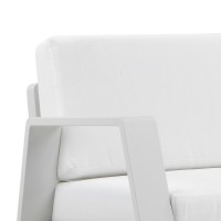 Xia 32 Inch Armchair, White Aluminum Frame, Fade Resistant Fabric Cushions
