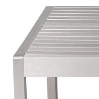 Cilo 32 Inch Outdoor Coffee Table, Gray Aluminum Frame, Rectangular Design