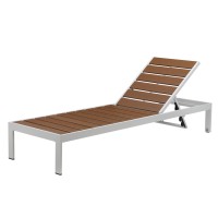 Josh 76 Inch Outdoor Chaise Lounger, White Aluminum Frame, Adjustable Back